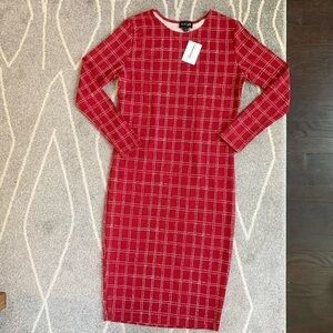 Wuko Gals Red and White Windowpane Plaid Stretch BodyCon Dress